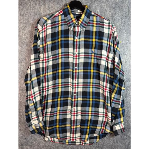 Ralph Lauren Vintage Mens Blaire Multi Color Plaid Got Dot Tag Shirt - Medium - Picture 2 of 7